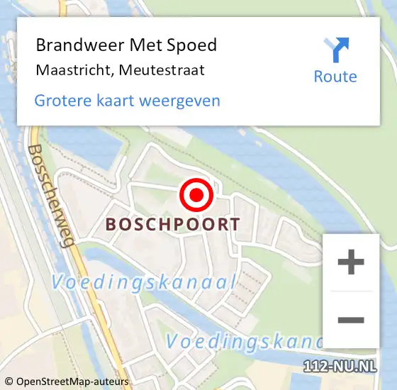 Locatie op kaart van de 112 melding: Brandweer Met Spoed Naar Maastricht, Meutestraat op 16 november 2019 14:48