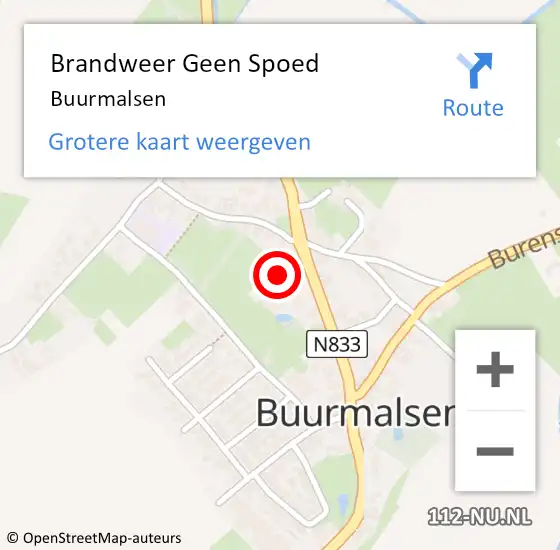 Locatie op kaart van de 112 melding: Brandweer Geen Spoed Naar Buurmalsen op 16 november 2019 15:18