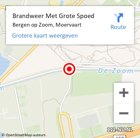 Locatie op kaart van de 112 melding: Brandweer Met Grote Spoed Naar Bergen op Zoom, Moervaart op 16 november 2019 15:38