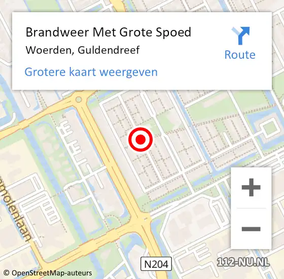 Locatie op kaart van de 112 melding: Brandweer Met Grote Spoed Naar Woerden, Guldendreef op 16 november 2019 15:49