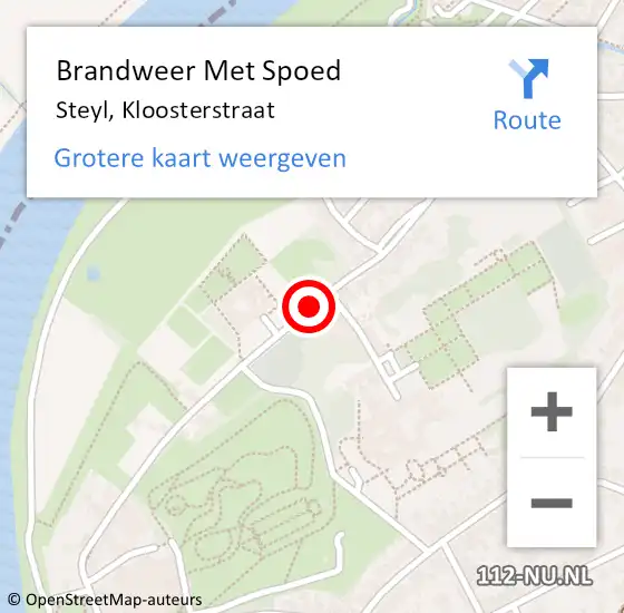 Locatie op kaart van de 112 melding: Brandweer Met Spoed Naar Steyl, Kloosterstraat op 16 november 2019 17:20