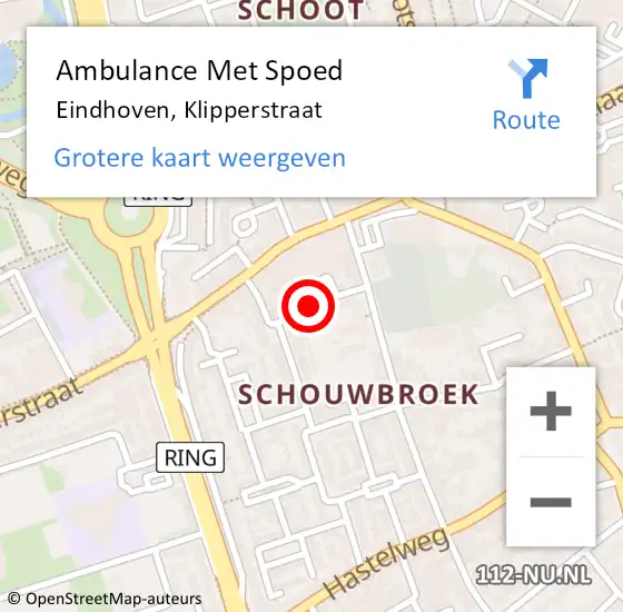 Locatie op kaart van de 112 melding: Ambulance Met Spoed Naar Eindhoven, Klipperstraat op 16 november 2019 17:49