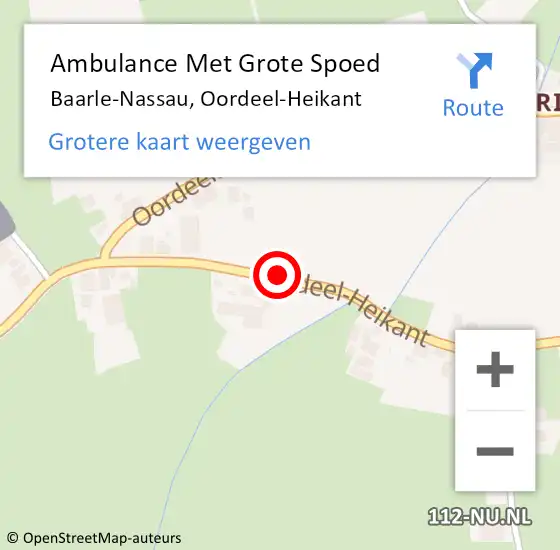 Locatie op kaart van de 112 melding: Ambulance Met Grote Spoed Naar Baarle-Nassau, Oordeel-Heikant op 16 november 2019 18:18