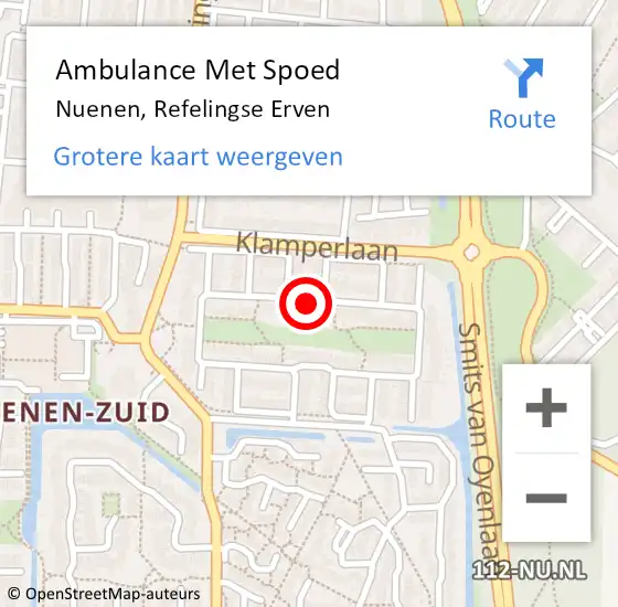 Locatie op kaart van de 112 melding: Ambulance Met Spoed Naar Nuenen, Refelingse Erven op 16 november 2019 18:33