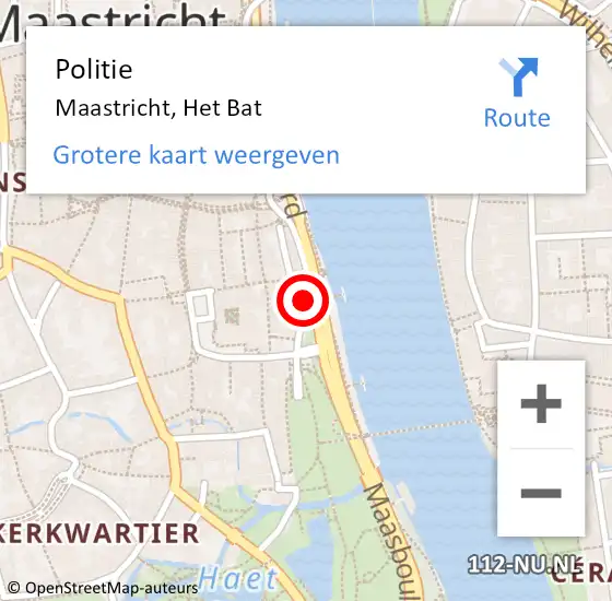 Locatie op kaart van de 112 melding: Politie Maastricht, Het Bat op 16 november 2019 18:56