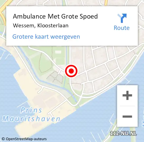 Locatie op kaart van de 112 melding: Ambulance Met Grote Spoed Naar Wessem, Kloosterlaan op 20 april 2014 00:33