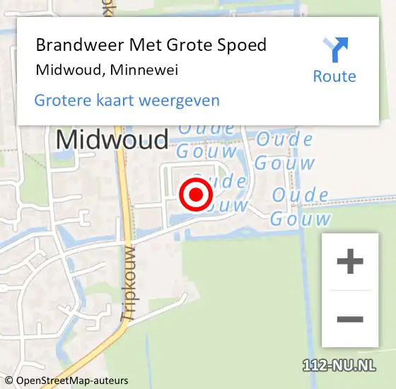 Locatie op kaart van de 112 melding: Brandweer Met Grote Spoed Naar Midwoud, Minnewei op 16 november 2019 20:15