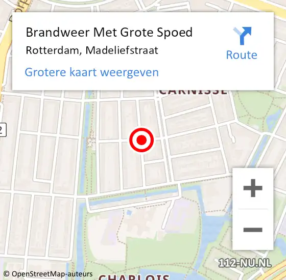 Locatie op kaart van de 112 melding: Brandweer Met Grote Spoed Naar Rotterdam, Madeliefstraat op 16 november 2019 20:18