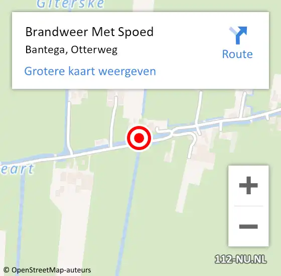 Locatie op kaart van de 112 melding: Brandweer Met Spoed Naar Bantega, Otterweg op 16 november 2019 20:35
