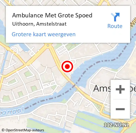 Locatie op kaart van de 112 melding: Ambulance Met Grote Spoed Naar Uithoorn, Amstelstraat op 16 november 2019 21:12