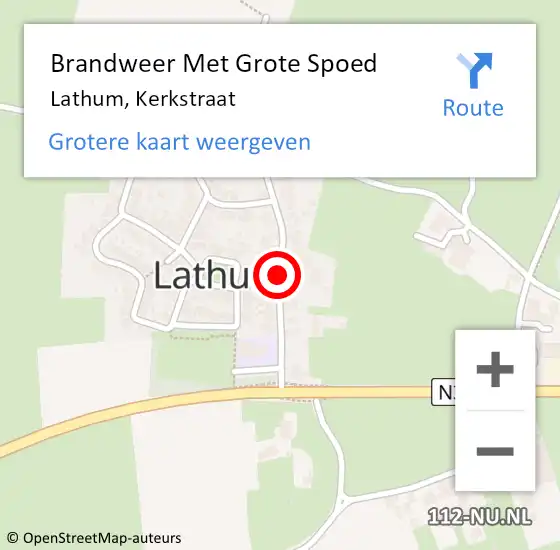 Locatie op kaart van de 112 melding: Brandweer Met Grote Spoed Naar Lathum, Kerkstraat op 16 november 2019 21:15