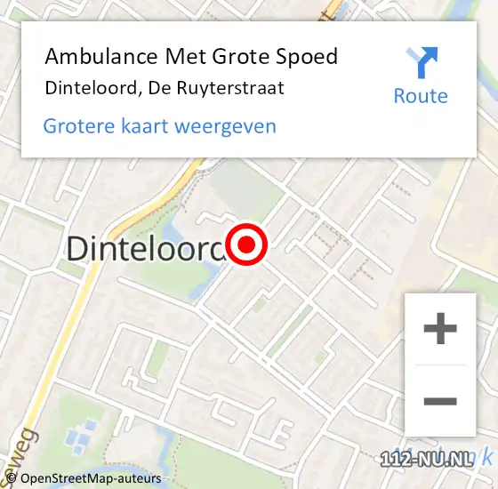 Locatie op kaart van de 112 melding: Ambulance Met Grote Spoed Naar Dinteloord, De Ruyterstraat op 16 november 2019 21:24