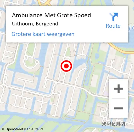 Locatie op kaart van de 112 melding: Ambulance Met Grote Spoed Naar Uithoorn, Bergeend op 16 november 2019 22:07