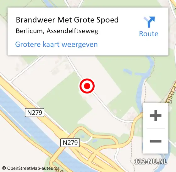 Locatie op kaart van de 112 melding: Brandweer Met Grote Spoed Naar Berlicum, Assendelftseweg op 16 november 2019 22:35