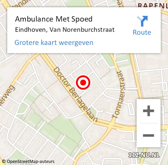 Locatie op kaart van de 112 melding: Ambulance Met Spoed Naar Eindhoven, Van Norenburchstraat op 16 november 2019 23:31