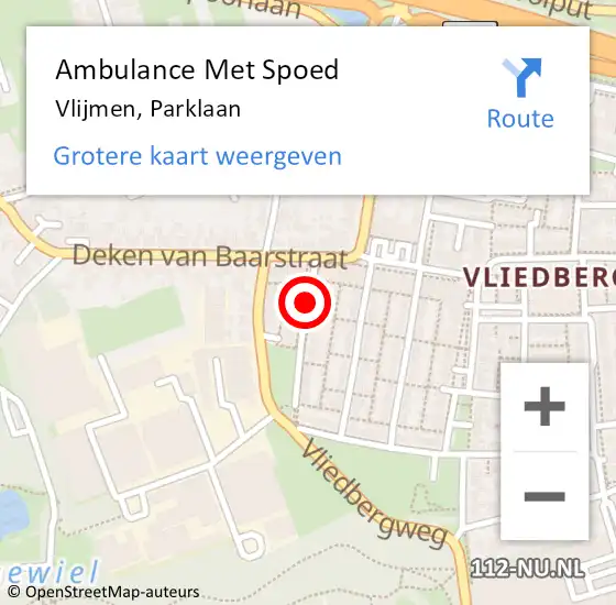 Locatie op kaart van de 112 melding: Ambulance Met Spoed Naar Vlijmen, Parklaan op 17 november 2019 00:14