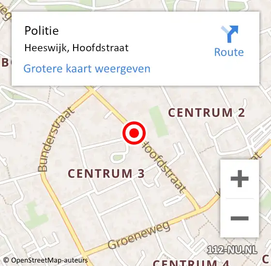 Locatie op kaart van de 112 melding: Politie Heeswijk, Hoofdstraat op 17 november 2019 00:31