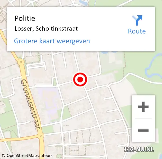 Locatie op kaart van de 112 melding: Politie Losser, Scholtinkstraat op 17 november 2019 01:40
