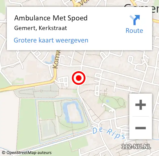 Locatie op kaart van de 112 melding: Ambulance Met Spoed Naar Gemert, Kerkstraat op 17 november 2019 02:06