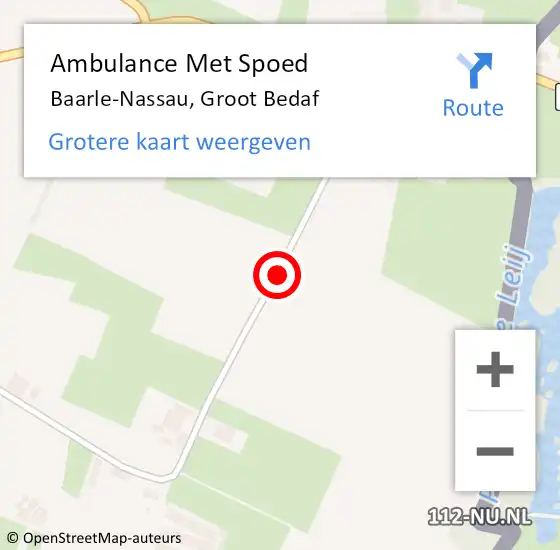 Locatie op kaart van de 112 melding: Ambulance Met Spoed Naar Baarle-Nassau, Groot Bedaf op 17 november 2019 02:31