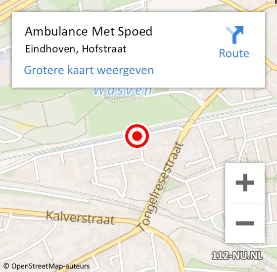 Locatie op kaart van de 112 melding: Ambulance Met Spoed Naar Eindhoven, Hofstraat op 17 november 2019 03:22