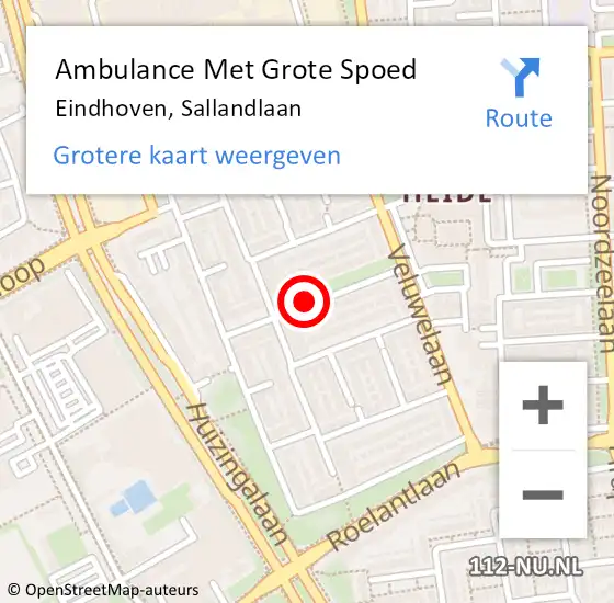 Locatie op kaart van de 112 melding: Ambulance Met Grote Spoed Naar Eindhoven, Sallandlaan op 17 november 2019 04:01