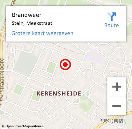 Locatie op kaart van de 112 melding: Brandweer Stein, Meexstraat op 20 april 2014 01:42