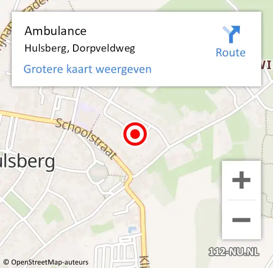 Locatie op kaart van de 112 melding: Ambulance Hulsberg, Dorpveldweg op 20 april 2014 01:43