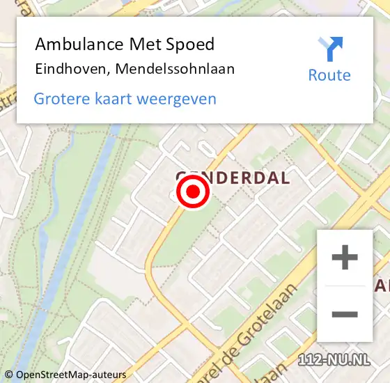 Locatie op kaart van de 112 melding: Ambulance Met Spoed Naar Eindhoven, Mendelssohnlaan op 17 november 2019 09:16