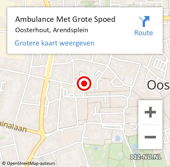 Locatie op kaart van de 112 melding: Ambulance Met Grote Spoed Naar Oosterhout, Arendsplein op 17 november 2019 10:06