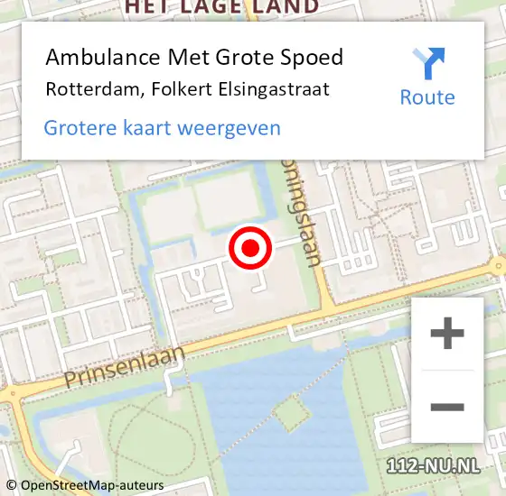 Locatie op kaart van de 112 melding: Ambulance Met Grote Spoed Naar Rotterdam, Folkert Elsingastraat op 17 november 2019 10:58