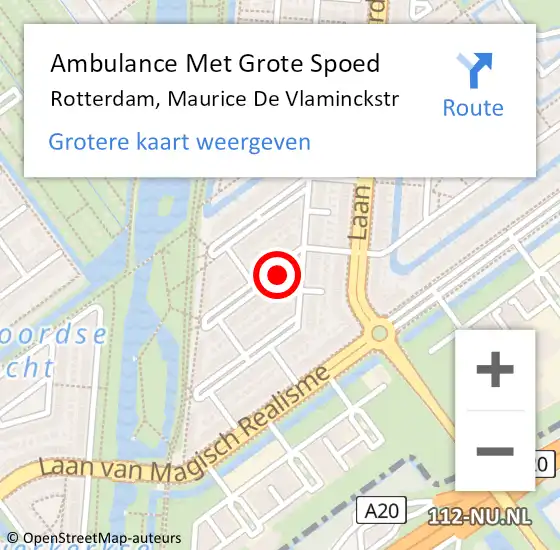 Locatie op kaart van de 112 melding: Ambulance Met Grote Spoed Naar Rotterdam, Maurice De Vlaminckstr op 17 november 2019 11:28
