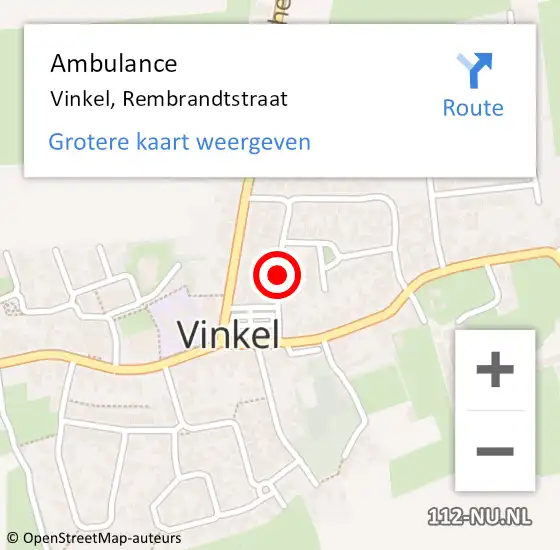 Locatie op kaart van de 112 melding: Ambulance Vinkel, Rembrandtstraat op 17 november 2019 11:45