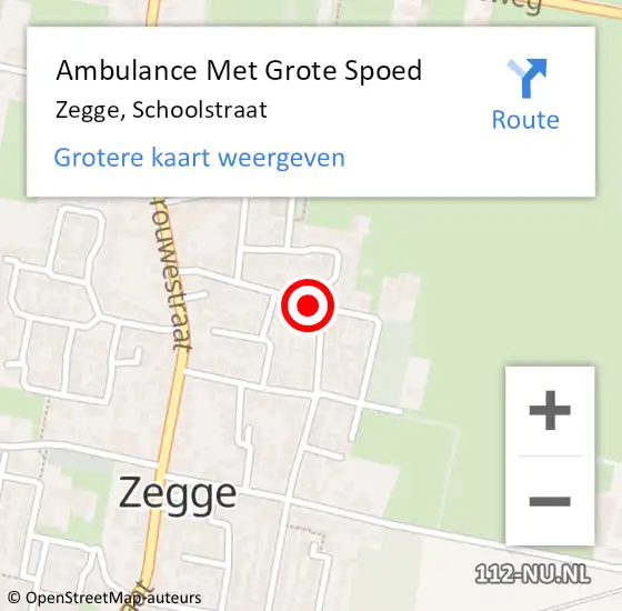 Locatie op kaart van de 112 melding: Ambulance Met Grote Spoed Naar Zegge, Schoolstraat op 17 november 2019 12:27