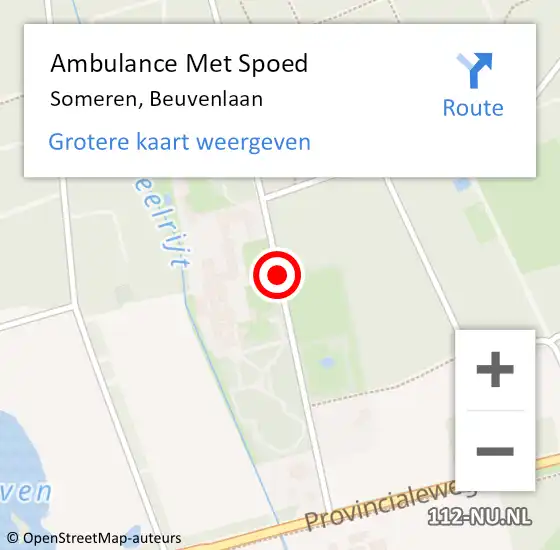 Locatie op kaart van de 112 melding: Ambulance Met Spoed Naar Someren, Beuvenlaan op 17 november 2019 13:29