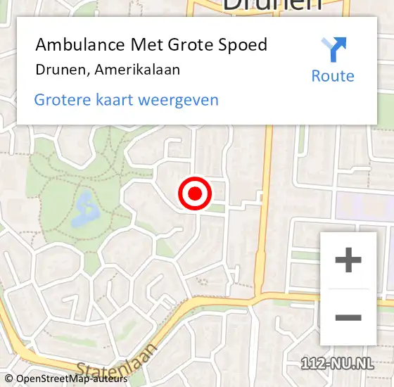 Locatie op kaart van de 112 melding: Ambulance Met Grote Spoed Naar Drunen, Amerikalaan op 17 november 2019 14:07