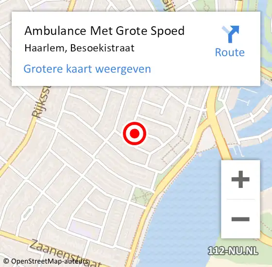 Locatie op kaart van de 112 melding: Ambulance Met Grote Spoed Naar Haarlem, Besoekistraat op 17 november 2019 14:48