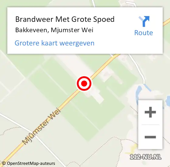 Locatie op kaart van de 112 melding: Brandweer Met Grote Spoed Naar Bakkeveen, Mjumster Wei op 17 november 2019 15:02