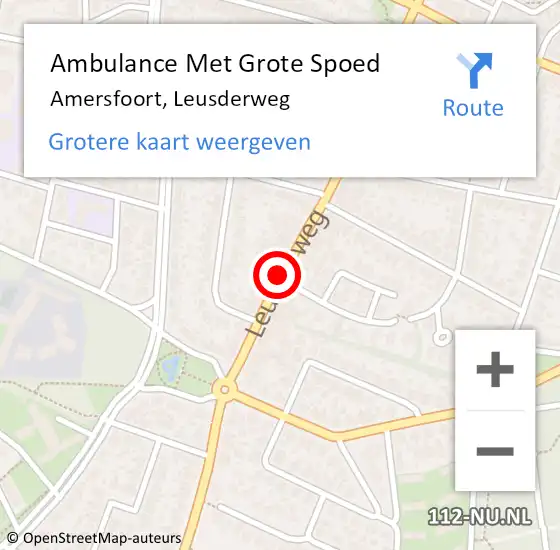 Locatie op kaart van de 112 melding: Ambulance Met Grote Spoed Naar Amersfoort, Leusderweg op 17 november 2019 15:35