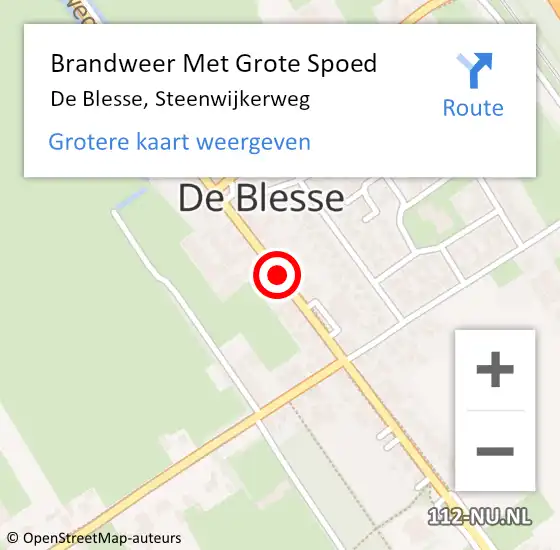 Locatie op kaart van de 112 melding: Brandweer Met Grote Spoed Naar De Blesse, Steenwijkerweg op 17 november 2019 16:06