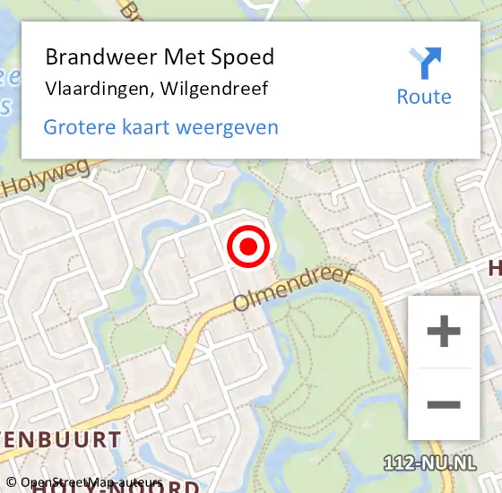 Locatie op kaart van de 112 melding: Brandweer Met Spoed Naar Vlaardingen, Wilgendreef op 17 november 2019 16:32