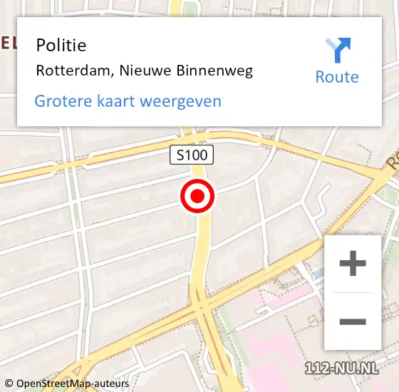 Locatie op kaart van de 112 melding: Politie Rotterdam, Nieuwe Binnenweg op 17 november 2019 16:32