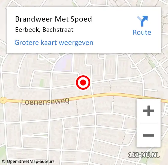 Locatie op kaart van de 112 melding: Brandweer Met Spoed Naar Eerbeek, Bachstraat op 17 november 2019 16:33