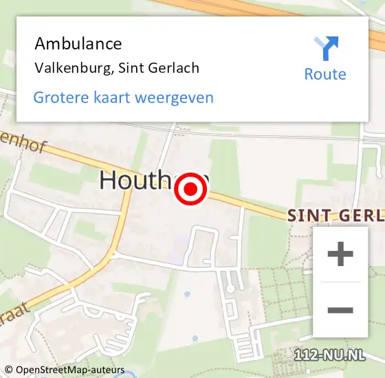 Locatie op kaart van de 112 melding: Ambulance Valkenburg, Sint Gerlach op 20 april 2014 02:59