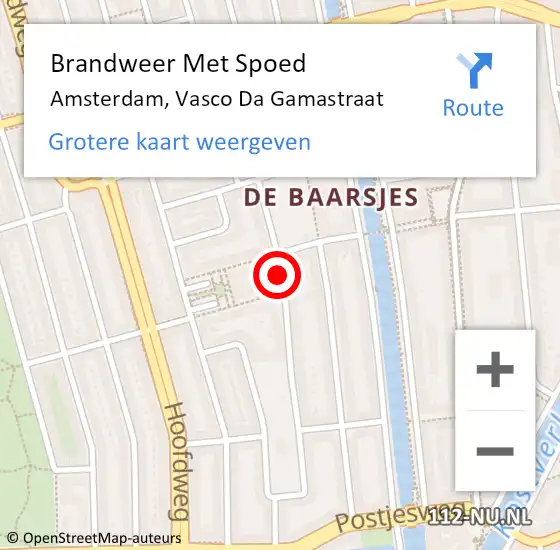 Locatie op kaart van de 112 melding: Brandweer Met Spoed Naar Amsterdam, Vasco Da Gamastraat op 17 november 2019 16:50