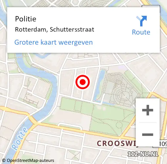 Locatie op kaart van de 112 melding: Politie Rotterdam, Schuttersstraat op 17 november 2019 17:26