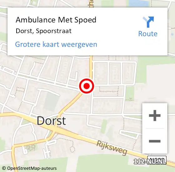 Locatie op kaart van de 112 melding: Ambulance Met Spoed Naar Dorst, Spoorstraat op 17 november 2019 18:00