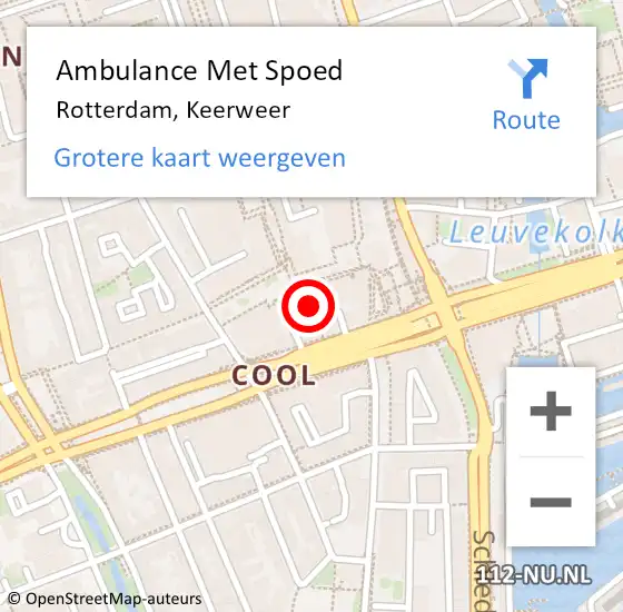 Locatie op kaart van de 112 melding: Ambulance Met Spoed Naar Rotterdam, Keerweer op 17 november 2019 18:18