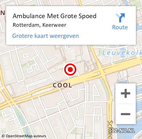 Locatie op kaart van de 112 melding: Ambulance Met Grote Spoed Naar Rotterdam, Keerweer op 17 november 2019 18:19
