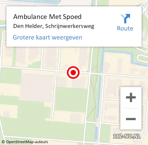 Locatie op kaart van de 112 melding: Ambulance Met Spoed Naar Den Helder, Schrijnwerkersweg op 17 november 2019 18:20